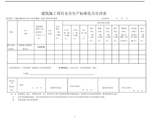 建筑施工项目安全生产标准化月自评表