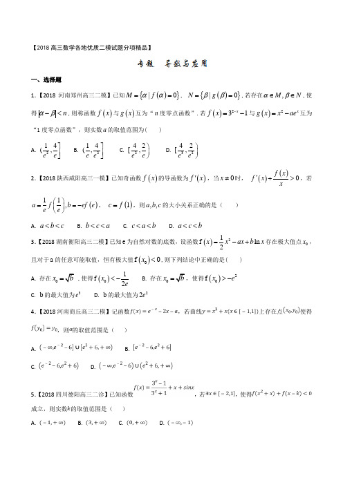 专题03 导数与应用(二模)高三数学(理)全国各地优质金卷分项解析版(原卷版)