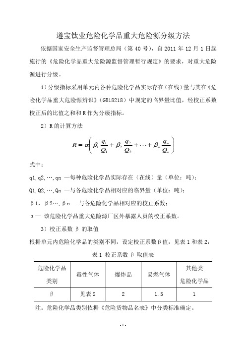 重大危险源分级计算