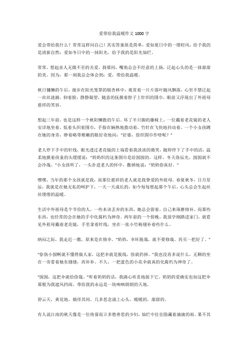 爱带给我温暖作文1000字
