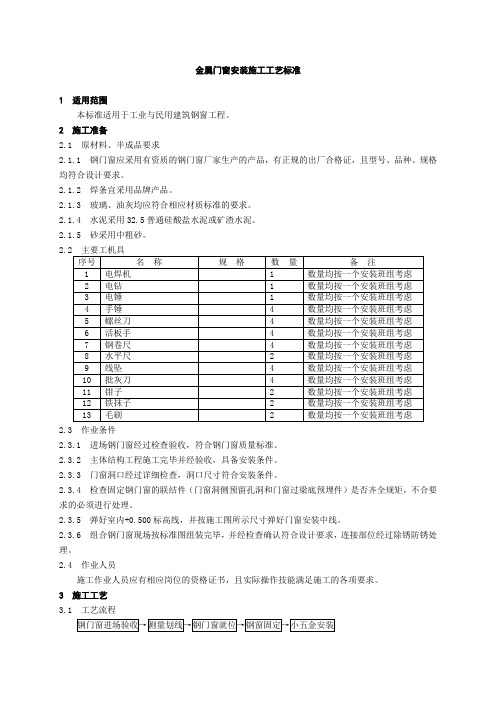 金属门窗制作与安装工艺标准