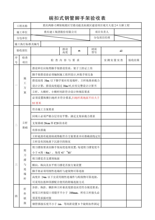 满堂支架验收表