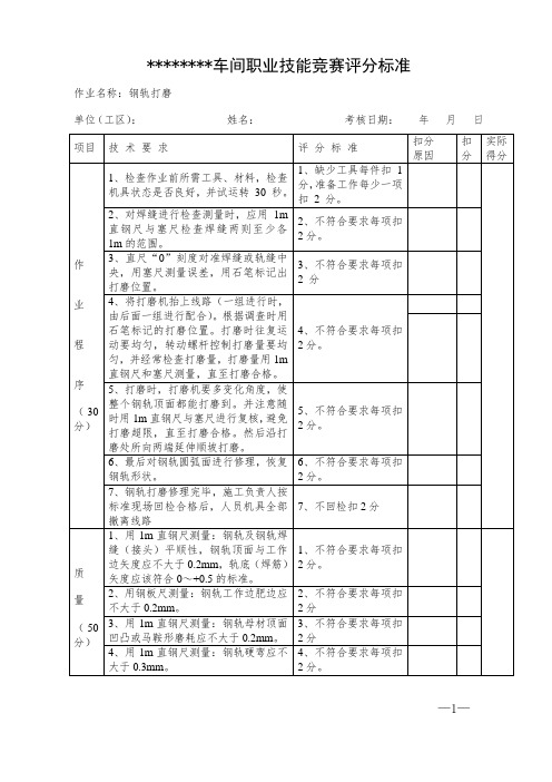 钢轨打磨评分标准