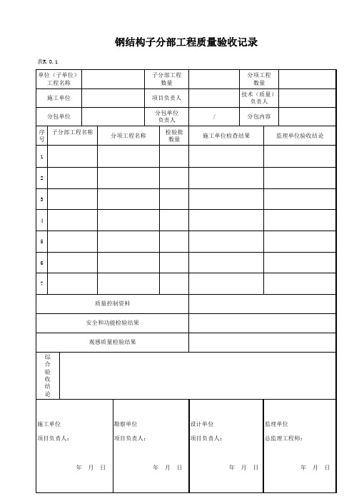 钢结构子分部工程质量验收记录