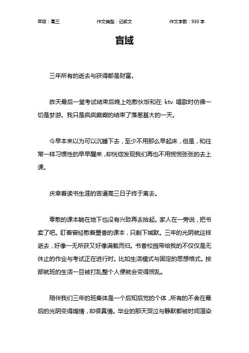 盲域作文【高中高三900字】