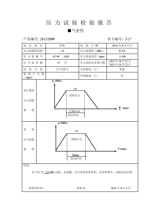 气密试验检验报告单