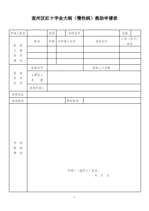 救助申请表 - 宣州区红十字会