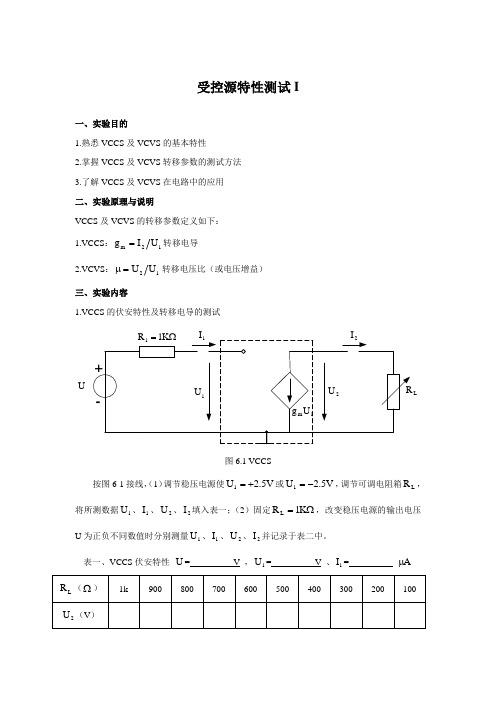 受控源特性测试I