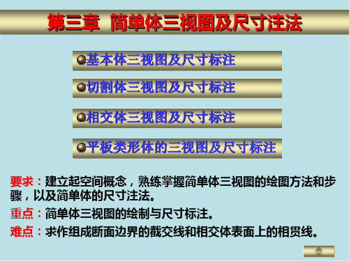 机械制图第三章  简单体三视图及尺寸注法1