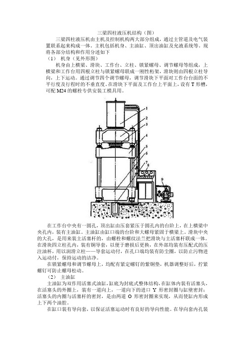 三梁四柱液压机结构图