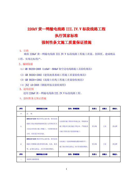 强制性条文施工质保措施(辽鞍王)---1