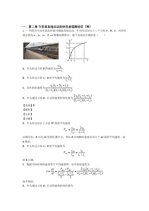 高一物理第二章 匀变速直线运动综合测试卷(word含答案)