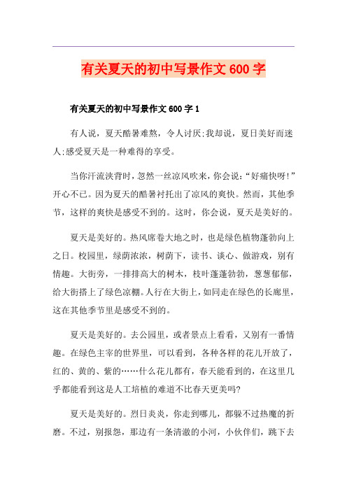 有关夏天的初中写景作文600字