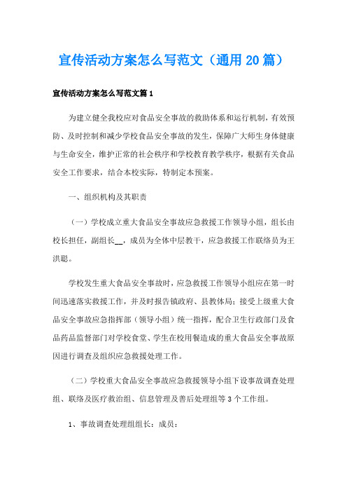 宣传活动方案怎么写范文(通用20篇)