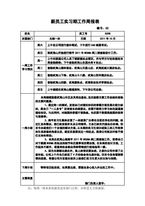 无线一所  江XX 第41周周报