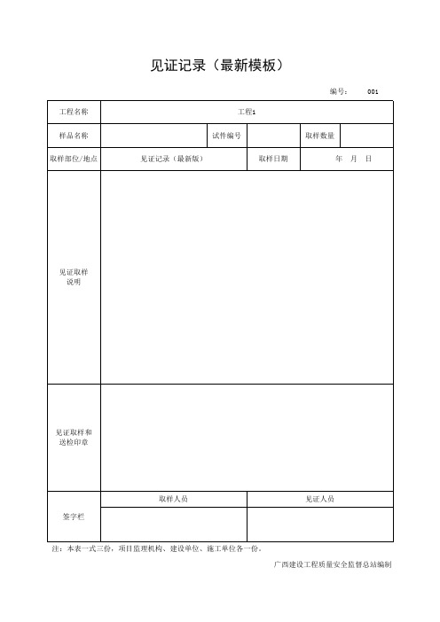 见证记录(最新模板)