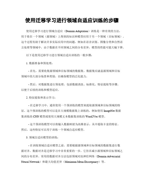 使用迁移学习进行领域自适应训练的步骤