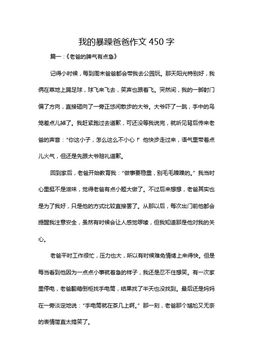 我的暴躁爸爸作文450字