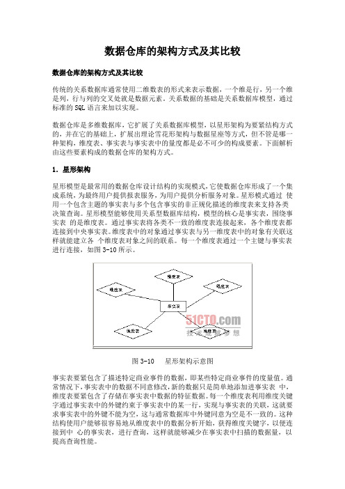 数据仓库的架构方式及其比较