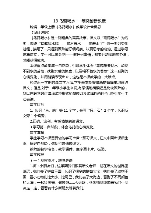 13乌鸦喝水 一等奖创新教案