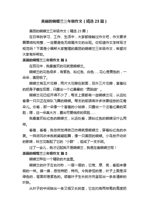 美丽的蝴蝶兰三年级作文（精选23篇）