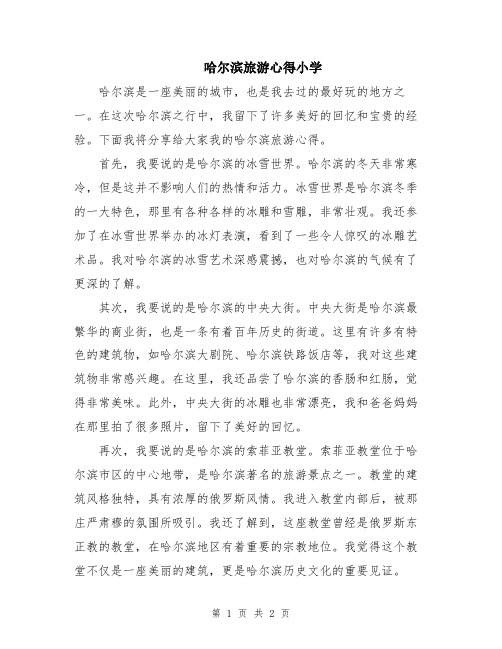 哈尔滨旅游心得小学