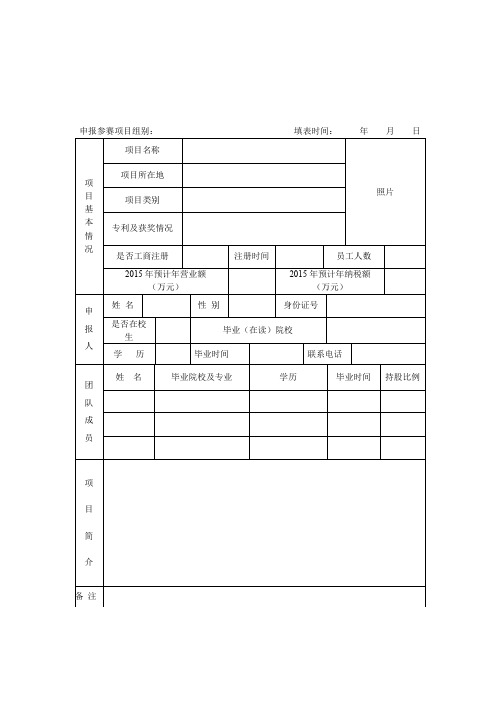 申报参赛项目组别:【模板】