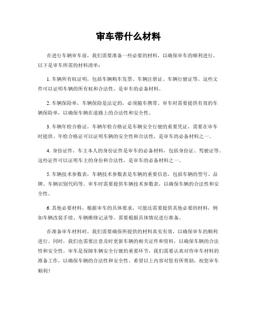 审车带什么材料