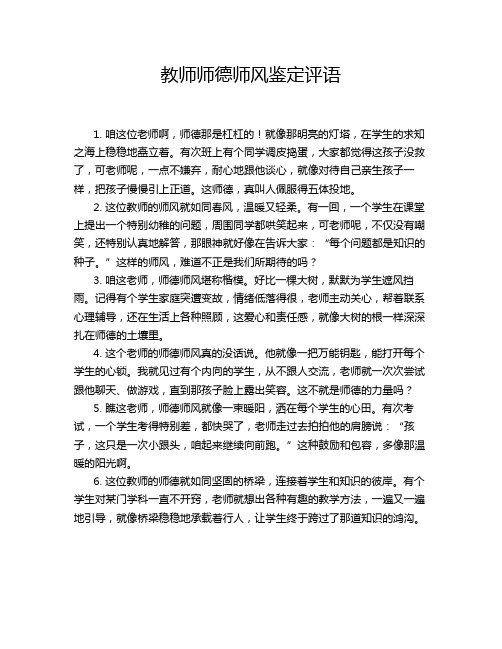 教师师德师风鉴定评语