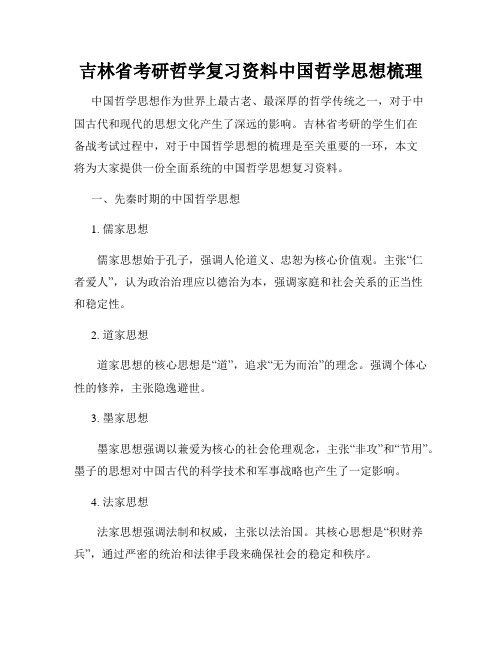 吉林省考研哲学复习资料中国哲学思想梳理