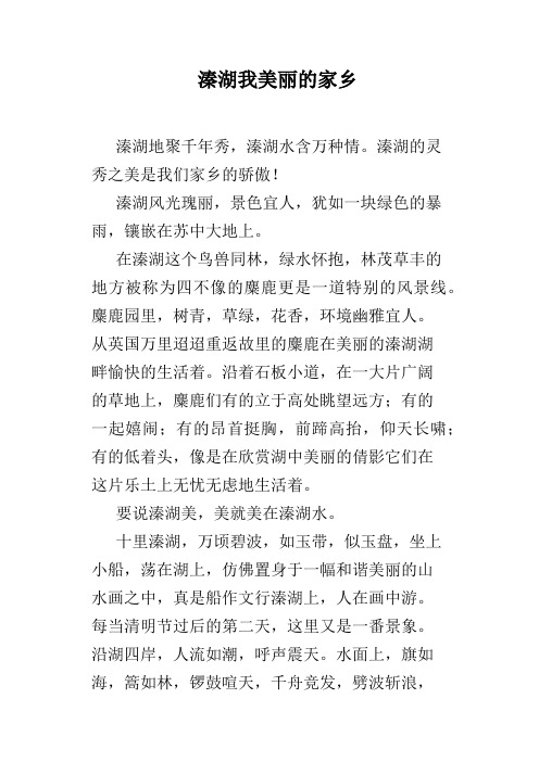 溱湖我美丽的家乡