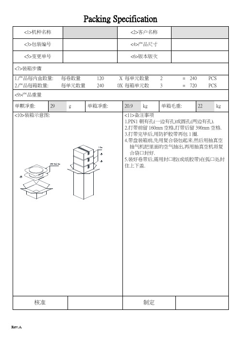 产品包装规格说明Packing Specification  范本