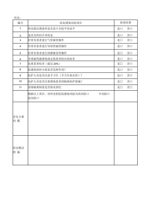 院感高风险科室风险评估记录表