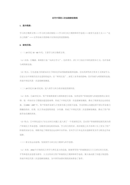 近代中国历史上三次思想解放潮流知识梳理