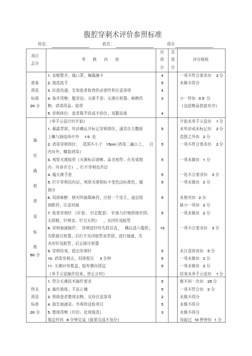 腹腔穿刺术操作规范与评分标准