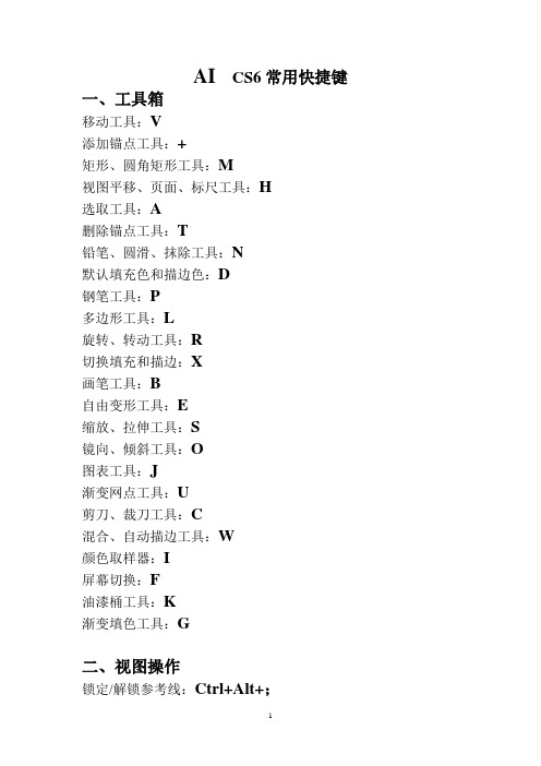 AI  CS6常用快捷键