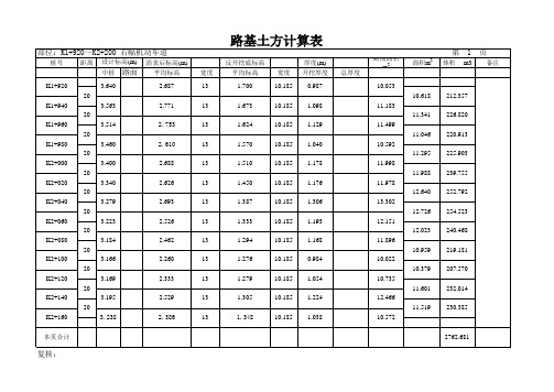 道路土方计算用表