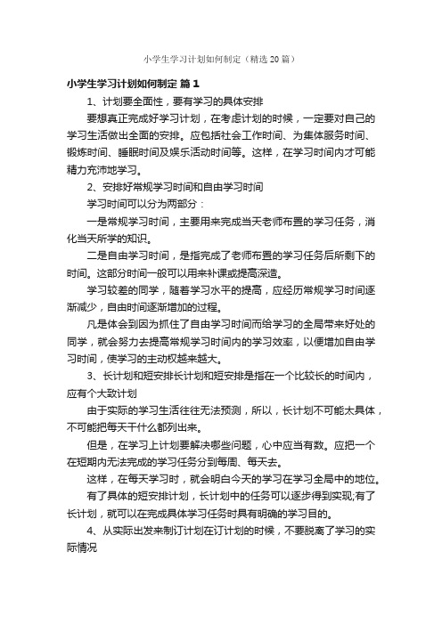 小学生学习计划如何制定（精选20篇）