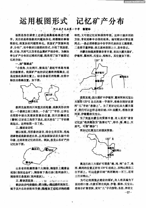 运用板图形式 记忆矿产分布