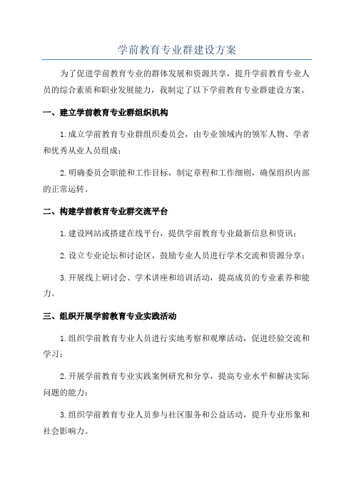 学前教育专业群建设方案