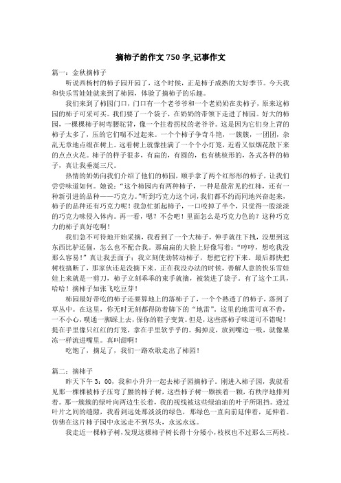 摘柿子的作文750字_记事作文