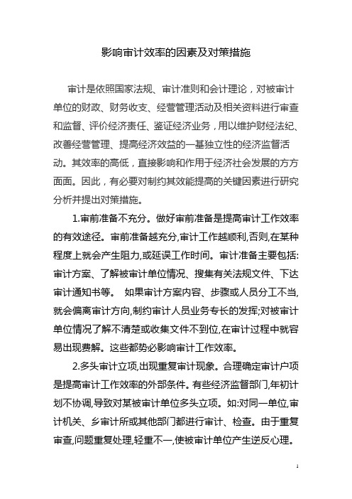 影响审计效率的因素及对策措施