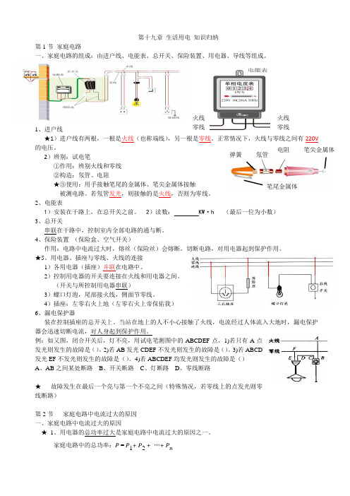 新人教版物理第十九章 生活用电 知识点归纳