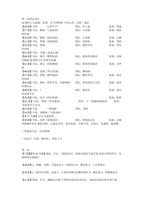 2013中西医结合执业医师技能考试真题