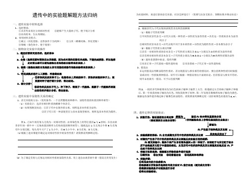 遗传中的实验题解题方法归纳