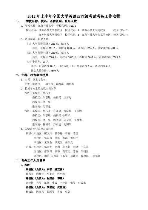 2008年下半年大学英语四六级考试考务工作安排