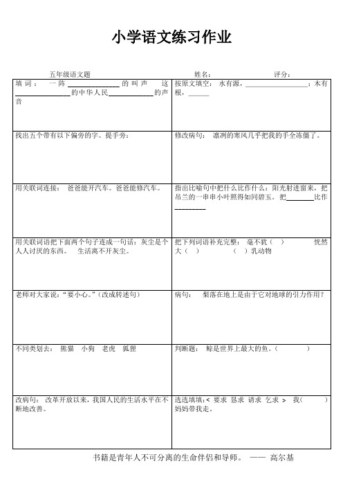 小学五年级语文课堂练习I (91)