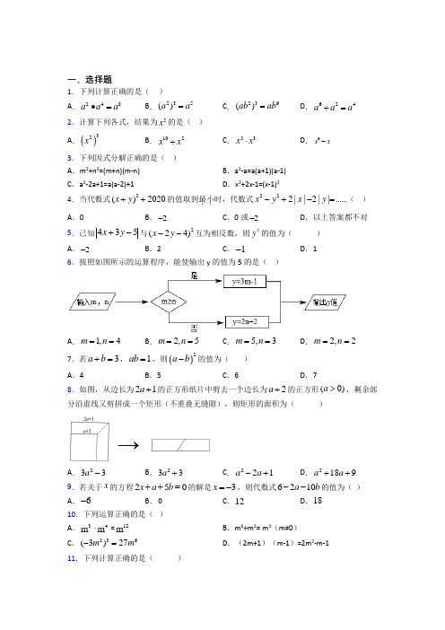 深圳外国语学校八年级数学上册第十四章《整式的乘法与因式分解》经典练习(含答案解析)