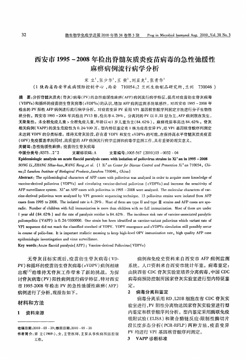 西安市1995-2008年检出脊髓灰质炎疫苗病毒的急性弛缓性麻痹病例流行病学分析