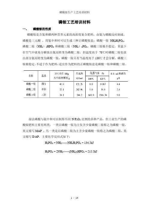 磷酸铵生产工艺培训材料